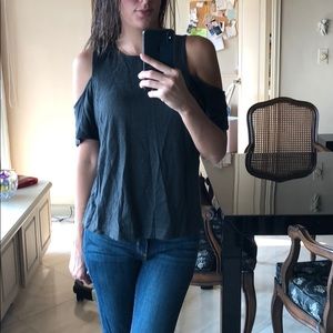 Off the shoulder grey top